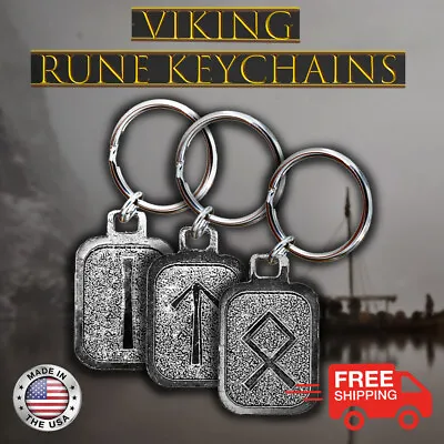 Viking Rune Keychains Rune Key Chain Pewter Nordic Key Ring Charms Made In USA • $17.49