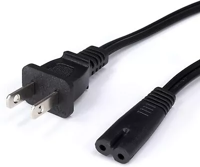 2 Prong AC Power Cord - NEMA 1-15P To C7 - Figure 8 Rnd 18 AWG - Black 25 Feet • $15.97