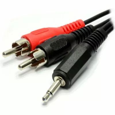 1m 3.5mm Mono Jack To 2 X Phono RCA Plugs Cable Lead • £2.31