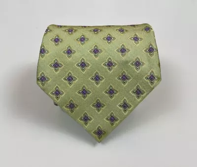 Kiton Men's Silk Neck Tie Green Floral 60L 4W Made In Italy • $50.99