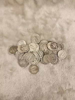 One Mercury Dime Roll (50 Coins) 90% Silver (1934-45)  Lima • $130