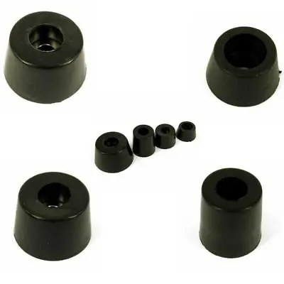 4 X Round Hifi Cabinet Black Rubber Instrument Case Feet Foot Circular  5 Sizes • £3.95