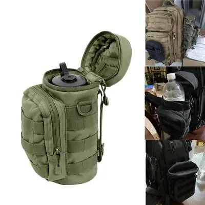 MOLLE Large Water Bottle Pouch Outdoor Tactical Zipper Hydration Pack Belt Pouch • $11.28