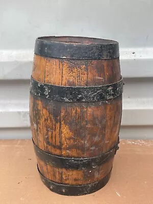 Antique Vintage Rustic Wooden 17  Whiskey Wine Keg Barrel Metal Bands • £29.99