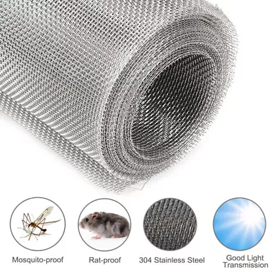 Stainless Steel Mesh Sheet Woven Fine Metal Wire Filtration Grill Filter Silver • £17.95