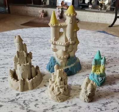 Vintage 5 Piece Castle Collection Resin Cottage Houses Turret Whimsical  • $11.99