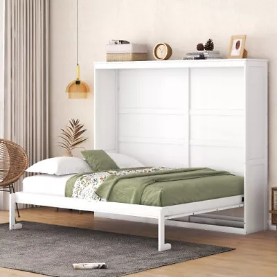 Full Queen Size Murphy Wall Bed Space Saving Murphy Chest Cabinet Furniture Wood • $1049.99