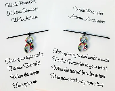 £3.45 • Buy Autism Awareness Wish Bracelet Friendship Gift Card Charm Anklet Family Love
