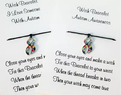 £3.45 • Buy Autism Awareness Wish Bracelet Friendship Gift Card Charm Anklet Family Love