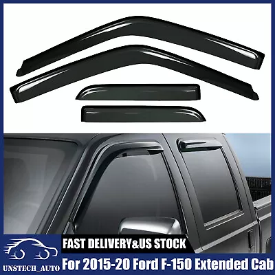 4X Window Visors For 2015-2020 F-150 SuperCab/ Extended Cab Sun Rain Guards Vent • $29.39