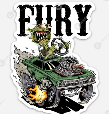 Muscle Car FURY STICKER - Ratfink Style American Made Car Show Rat Fink • $5.49