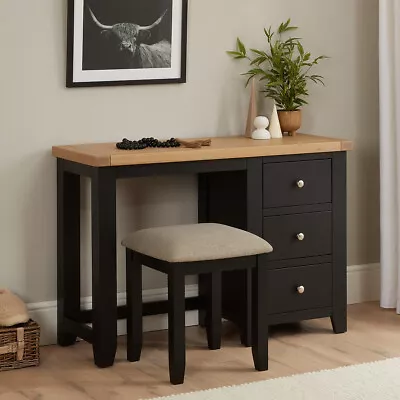Cheshire Black Painted Oak Pedestal Dressing Table Set With Stool • £399