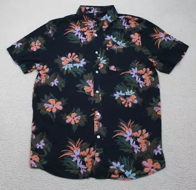 Volcom Shirt Men's XL Black Floral Button Up Hawaiian Beach Summer Normcore • $17.99