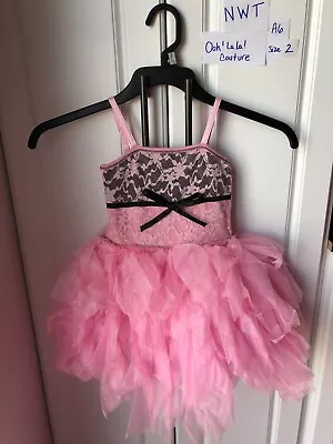 NWOT Ooh La La Couture Girls Dress Size 2! Cute Pink With Black Bow! Last One • $30