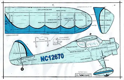 MONOCOUPE 1/2 A Profile U-Control Plans • $3.25