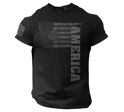 America Vintage Style T Shirt USA Flag Men's Shirt • $14.90