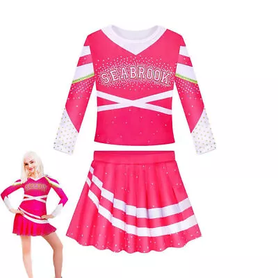 Kids Girls Zombies 3 Cheerleader Costume Long Sleeve Top Swing Mini Skirt Outfit • £20.49