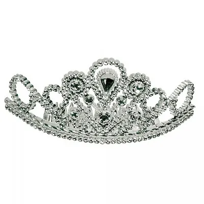 Comb-In Princess Tiara Mini Crown Queen Costume Royalty Fancy Dress Silver NEW • $12.99