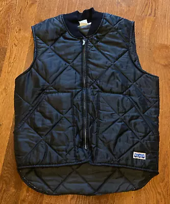 Vintage BIG SMITH  Vest Men's M Black Full Zip Diamond Quilted Made In USA • $33.99