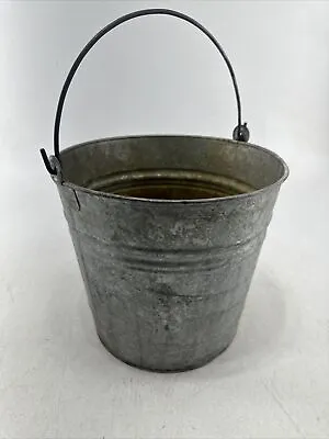 VINTAGE Galvanized Metal Bucket PAIL FARMHOUSE Rustic Planter Primitive • $25