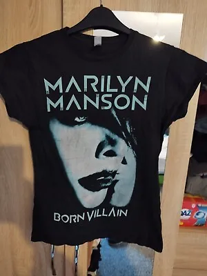 Marilyn Manson Born Villain Tour T-Shirt Ladies M Short Sleeve Graphic 2012 • £15