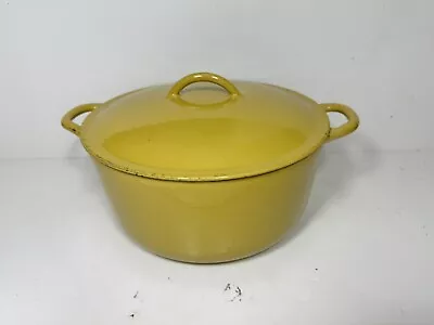 Vintage Descoware Enameled Cast Iron Dutch Oven 4qt Belgium Yellow  • $47.90