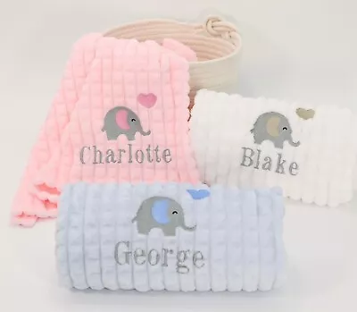 Personalised Baby Blanket Embroidered Name Luxury Fleece 100 X 75cm - 3 Colours • £9.95