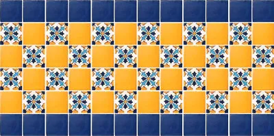 72 Tiles Mexican Talavera 4x4 Handmade Tile Mural Mexico #002 • $72