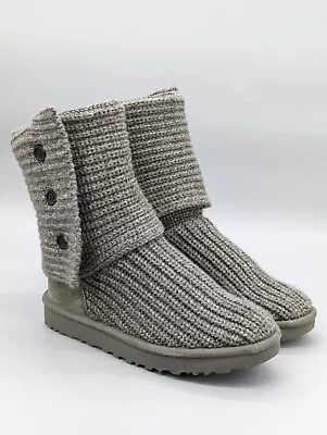 UGG Womens Classic Cardy Boots Tall Or Short 1016555 Grey Wool Knit Size 6 • $20