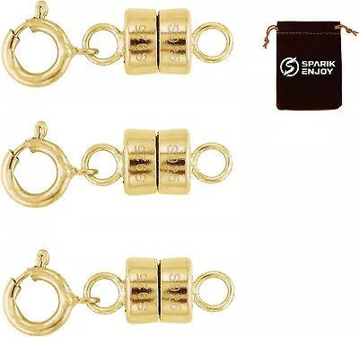 3 Pack 14K Gold Magnetic Necklace Clasp Connector Jewelry DIY Extender Locking • $23.58