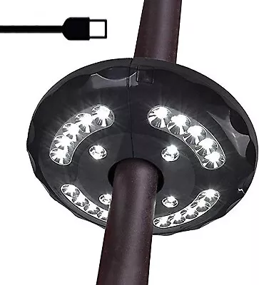 LED Patio Parasol Outdoor Light Garden USB Rechargeable Cordless Umbrella Pole • £13.99