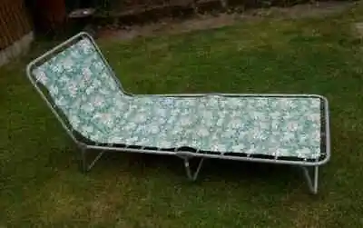 Sun Lounger Deck Chair Vintage Floral Sun Lounger Folding Camp Bed British Made • £24.99