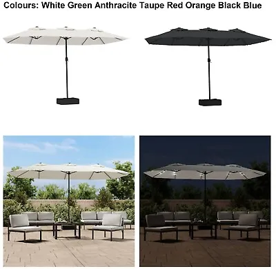 $301.83 • Buy 4.5x2.5 M Double-Head Outdoor Umbrella Poolside Garden Parasol Canopy LED Lights