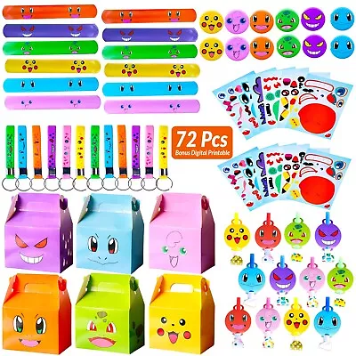 60 Pcs Pokemon Themed Party Favors For Kids Birthday Supply Keychain Treat Box • $29.99