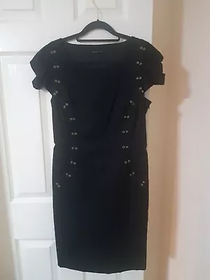 M&S Limited Collection Black Paisley Cap Sleeve Dress Size Uk 10 Vgc  • £0.99