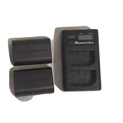 £20 • Buy Powerextra LP-E6 LP-E6N Battery 2 Pack 2600mAh And Dual LCD Charger