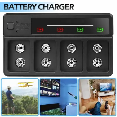 £7.38 • Buy 9V Battery Charger 4 Slot Ni-MH Li-ion Rechargeable Batteries LCD USB Charger ~x
