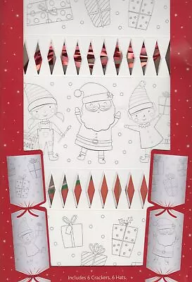 Make Your Own Christmas Crackers Kit 6 Kids Colour Your Own Make Fill Hat Moto • £5.39