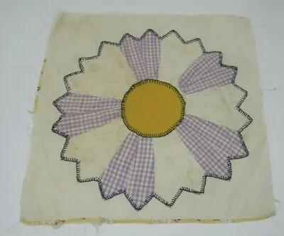 VTG Hand Embroidered Quilt Blocks 15  X 15  Flower Square Early 1900's (Q10) • $11.69