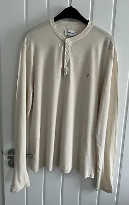 Farah Men’s Long Sleeve Collarless Cotton/Linen Blend Jumper Size M • £6.95