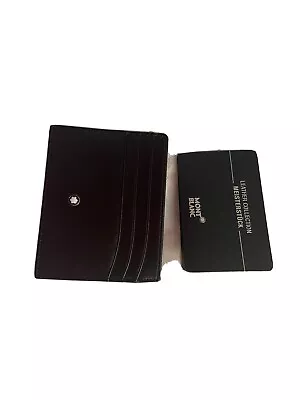 Montblanc Mens Black Leather Slim 6CC Card Wallet • $149