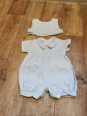 Couche Tot Spanish Style Occasional Bkue 2 Piece Romper Age 6-9 Months • £10