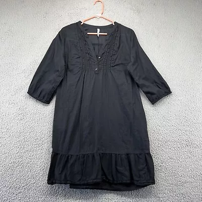 Black Tiered Midi Babydoll Dress Size 1X Dark Cottagecore Mori Girl Peasant • $19.88