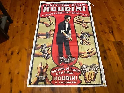 Harry Houdini Escapologist Banner Man Cave Flag WALL HANGING HOME DECOR SIGN • $43