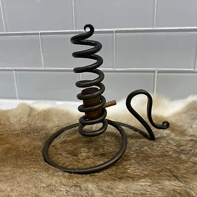 Vintage Hand-forged  Iron Spiral Adjustable Candlestick Courting Candle Holder • $30