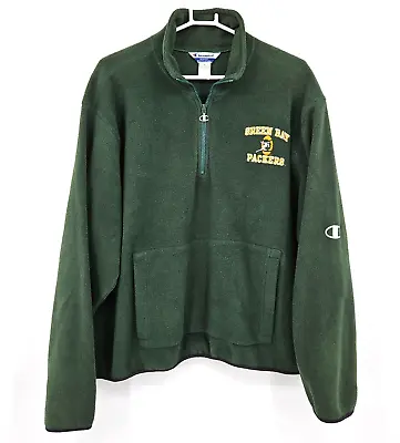 Vintage 90s Champion Authentic Green Bay Packers NFL Fleece Jacket Size L Green • $21.99