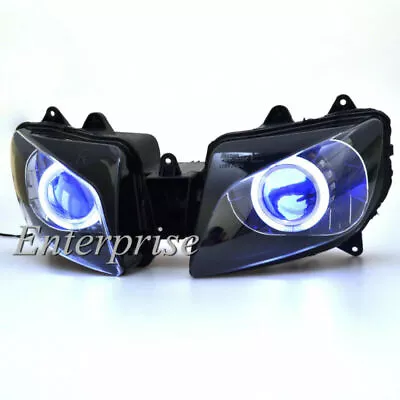 $318.99 • Buy For Yamaha YZF R1 98-99 Headlight White Angel/Halo+Blue Demon Eyes+HID Assembly