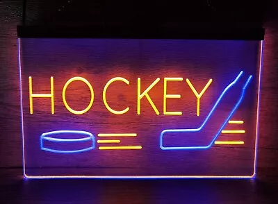 Hockey Sport Neon Light Sign Dual Color Wall Hanging Desk Table Top Decor • $59