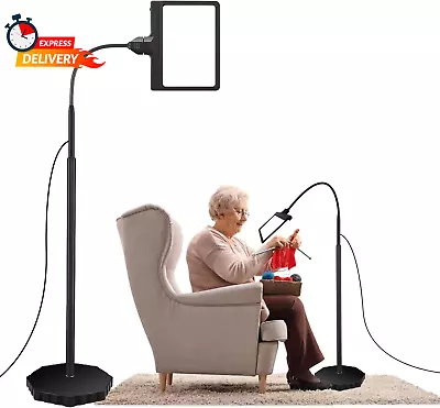 5X Magnifying Glass With Light And Stand 36 LED Dimmable Floor Magnifying Lamp • $73.36