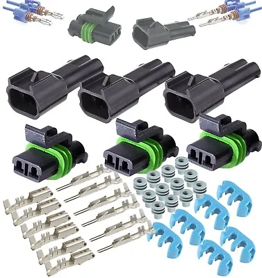 3-SET Delphi Metri-Pack 280 Series 2-Way Connector 14 12  AWG Sealed Waterproof  • $22.49